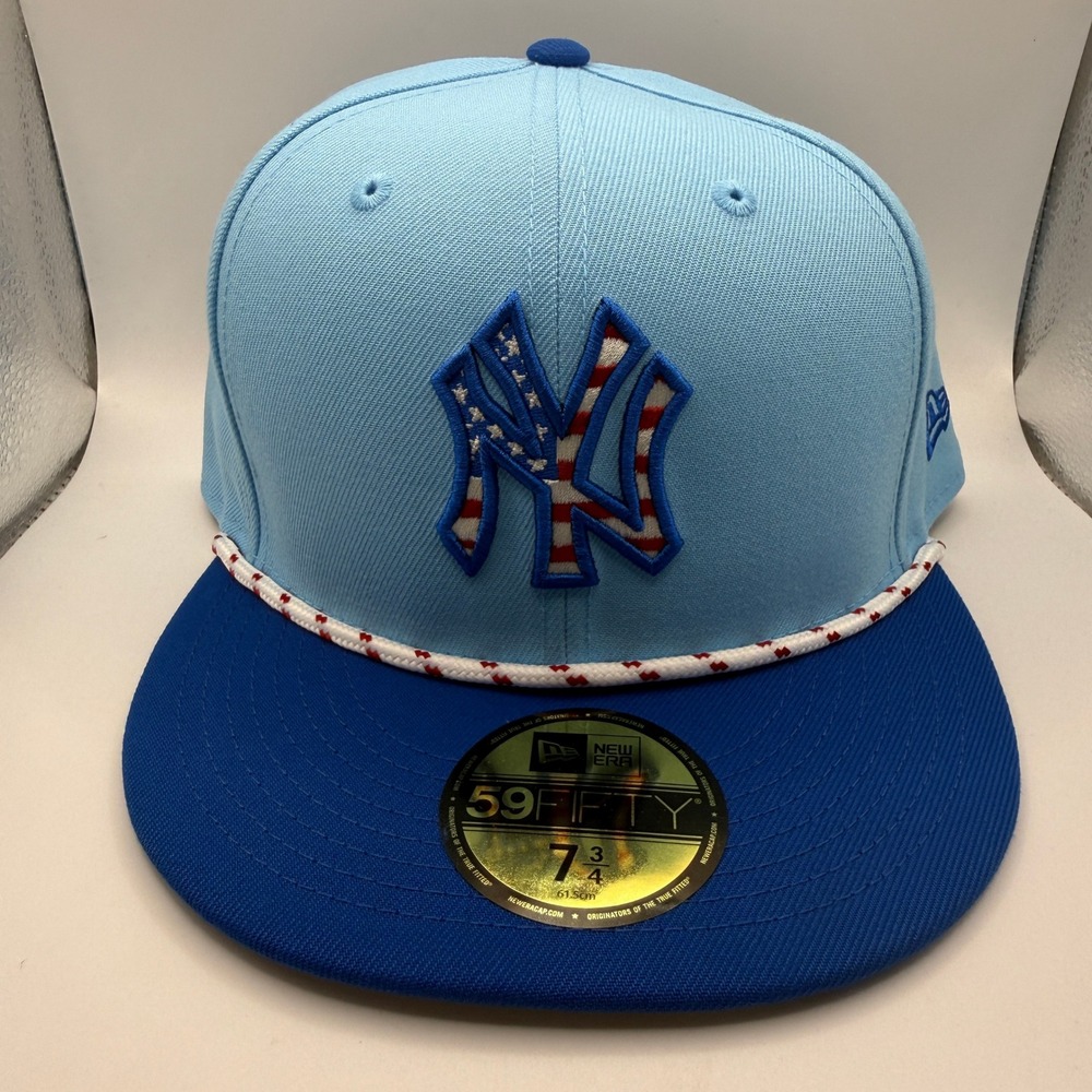 New Era 59FIFTY NY Yankees 4th of July Hat Blue Stars Stripes Fitted 7 3/4